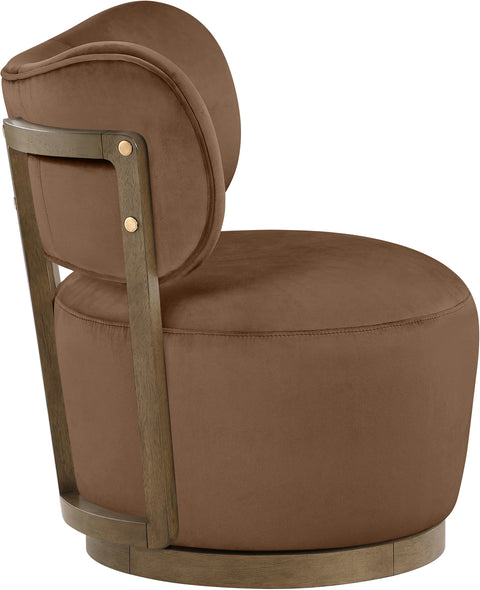 Iris Brown Velvet Upholstered Swivel Accent Chair, 1 Piece (Style 2)