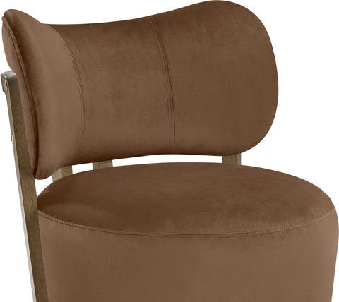 Iris Brown Velvet Upholstered Swivel Accent Chair, 1 Piece (Style 2)