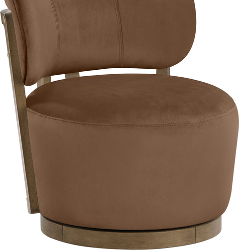 Iris Brown Velvet Upholstered Swivel Accent Chair, 1 Piece (Style 2)