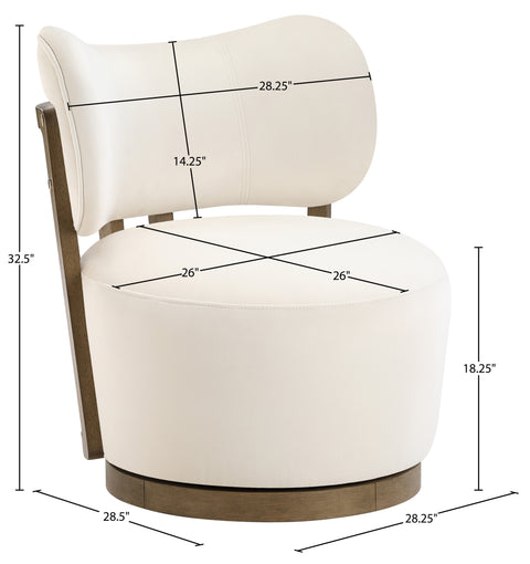 Iris Cream Velvet Upholstered Swivel Accent Chair, 1 Piece (Style 2)