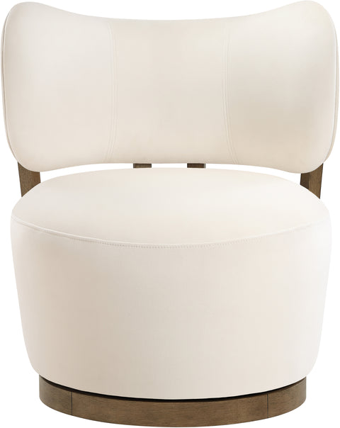 Iris Cream Velvet Upholstered Swivel Accent Chair, 1 Piece (Style 2)