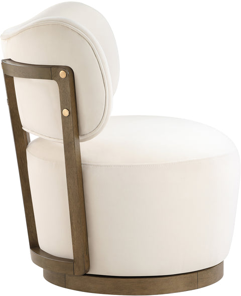 Iris Cream Velvet Upholstered Swivel Accent Chair, 1 Piece (Style 2)