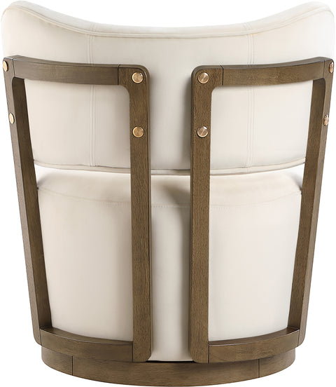 Iris Cream Velvet Upholstered Swivel Accent Chair, 1 Piece (Style 2)