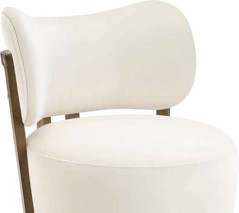 Iris Cream Velvet Upholstered Swivel Accent Chair, 1 Piece (Style 2)