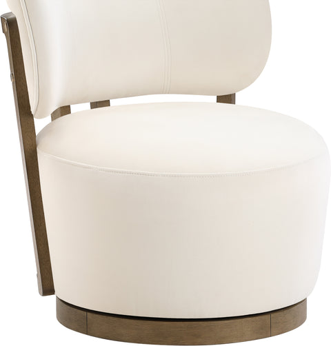 Iris Cream Velvet Upholstered Swivel Accent Chair, 1 Piece (Style 2)