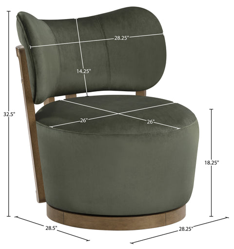 Iris Green Velvet Upholstered Swivel Accent Chair, 1 Piece
