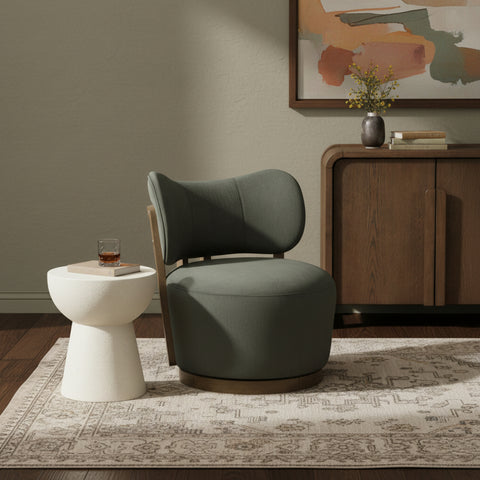 Iris Green Velvet Upholstered Swivel Accent Chair, 1 Piece