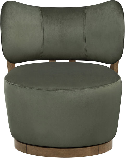 Iris Green Velvet Upholstered Swivel Accent Chair, 1 Piece