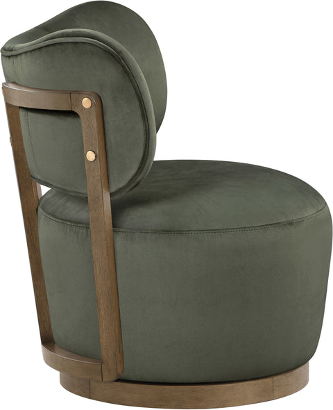 Iris Green Velvet Upholstered Swivel Accent Chair, 1 Piece