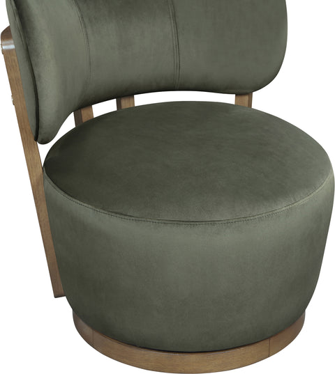 Iris Green Velvet Upholstered Swivel Accent Chair, 1 Piece
