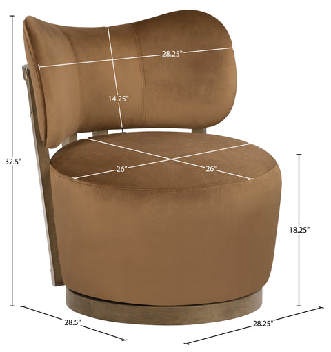Iris Saddle Velvet Upholstered Swivel Accent Chair, 1 Piece (Style 2)