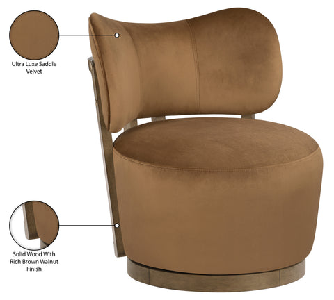 Iris Saddle Velvet Upholstered Swivel Accent Chair, 1 Piece (Style 2)