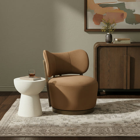 Iris Saddle Velvet Upholstered Swivel Accent Chair, 1 Piece (Style 2)