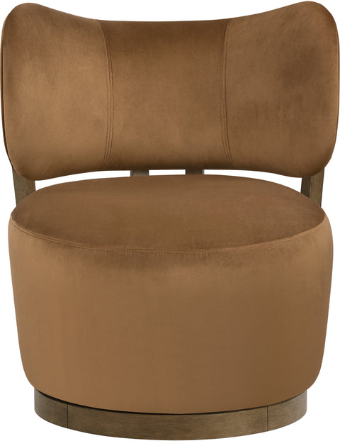 Iris Saddle Velvet Upholstered Swivel Accent Chair, 1 Piece (Style 2)