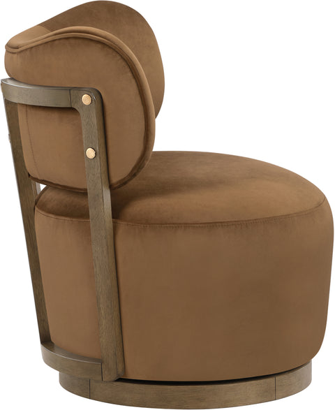 Iris Saddle Velvet Upholstered Swivel Accent Chair, 1 Piece (Style 2)
