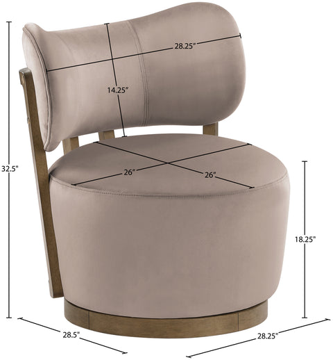 Iris Taupe Velvet Upholstered Swivel Accent Chair, 1 Piece