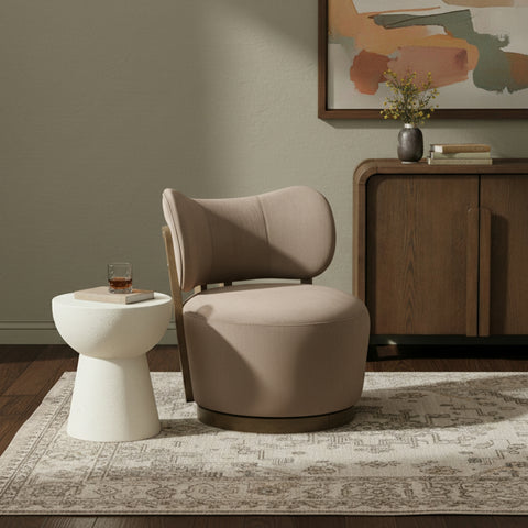 Iris Taupe Velvet Upholstered Swivel Accent Chair, 1 Piece