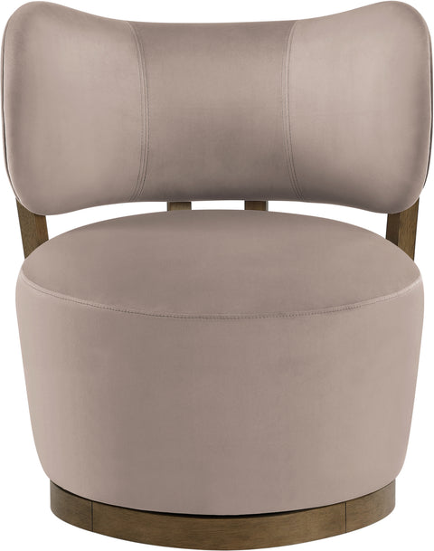 Iris Taupe Velvet Upholstered Swivel Accent Chair, 1 Piece