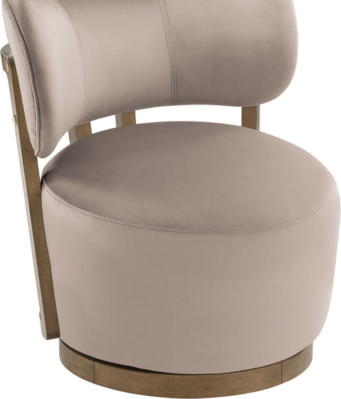 Iris Taupe Velvet Upholstered Swivel Accent Chair, 1 Piece