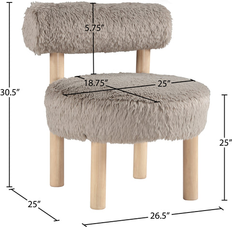 Celeste Beige Vegan Shearling Fabric Upholstered Accent Chair, 1 Piece