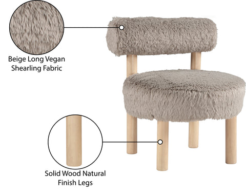 Celeste Beige Vegan Shearling Fabric Upholstered Accent Chair, 1 Piece