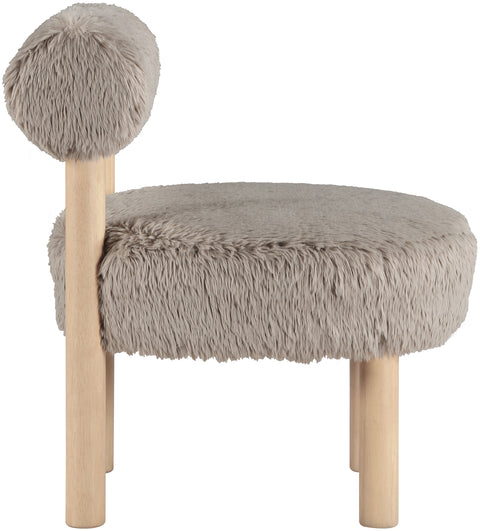 Celeste Beige Vegan Shearling Fabric Upholstered Accent Chair, 1 Piece