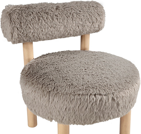 Celeste Beige Vegan Shearling Fabric Upholstered Accent Chair, 1 Piece