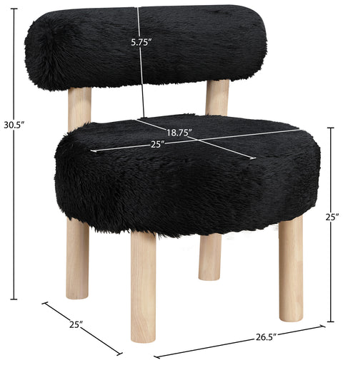 Celeste Black Vegan Shearling Fabric Upholstered Accent Chair, 1 Piece