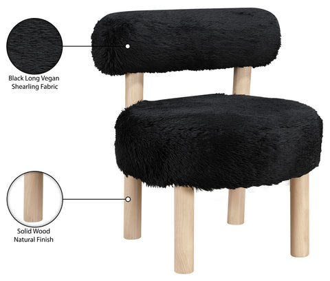Celeste Black Vegan Shearling Fabric Upholstered Accent Chair, 1 Piece