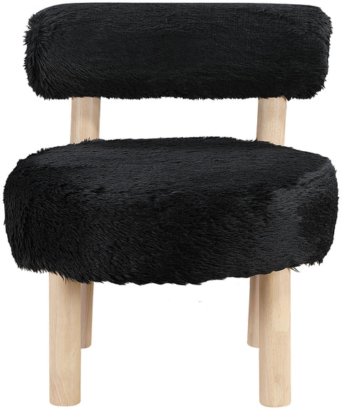 Celeste Black Vegan Shearling Fabric Upholstered Accent Chair, 1 Piece