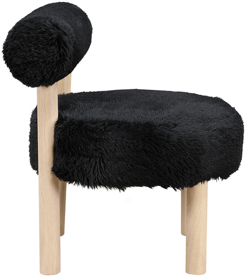 Celeste Black Vegan Shearling Fabric Upholstered Accent Chair, 1 Piece
