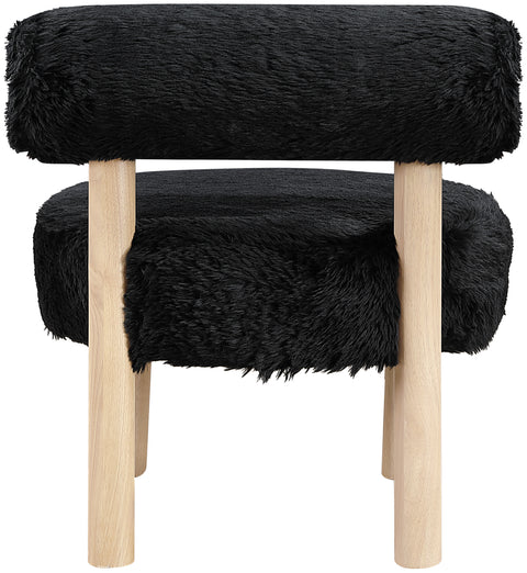 Celeste Black Vegan Shearling Fabric Upholstered Accent Chair, 1 Piece