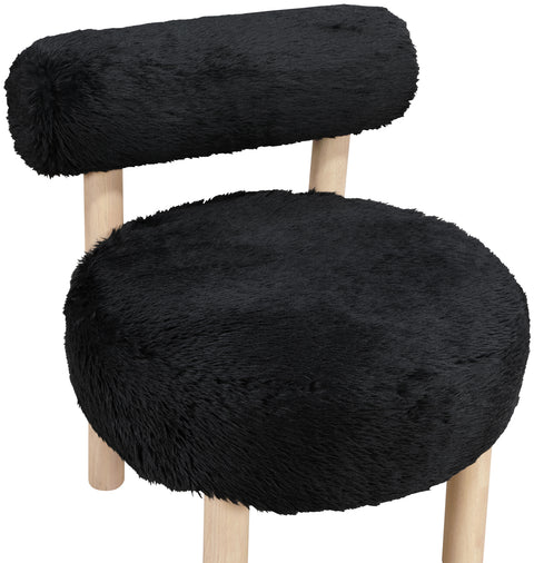 Celeste Black Vegan Shearling Fabric Upholstered Accent Chair, 1 Piece