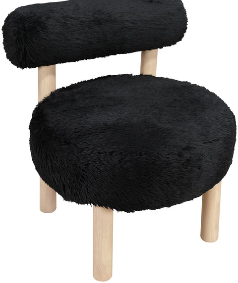 Celeste Black Vegan Shearling Fabric Upholstered Accent Chair, 1 Piece
