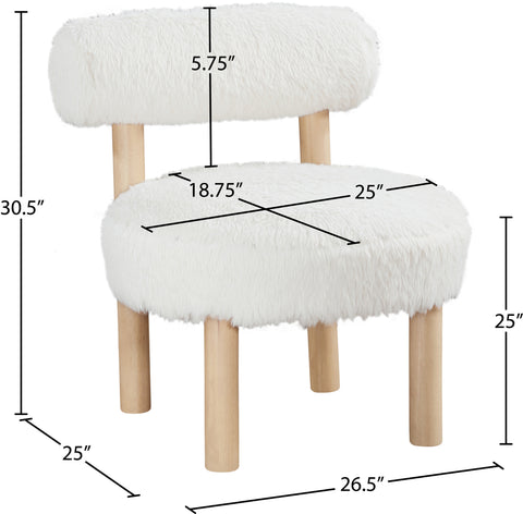 Celeste Cream Vegan Shearling Fabric Upholstered Accent Chair, 1 Piece