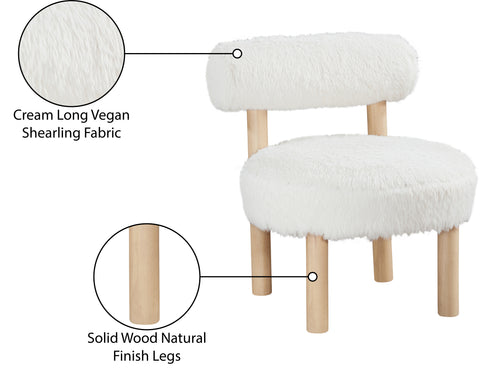 Celeste Cream Vegan Shearling Fabric Upholstered Accent Chair, 1 Piece