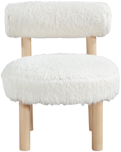 Celeste Cream Vegan Shearling Fabric Upholstered Accent Chair, 1 Piece