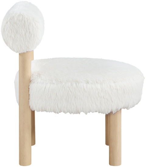 Celeste Cream Vegan Shearling Fabric Upholstered Accent Chair, 1 Piece