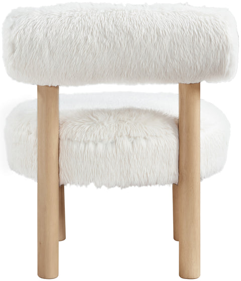 Celeste Cream Vegan Shearling Fabric Upholstered Accent Chair, 1 Piece