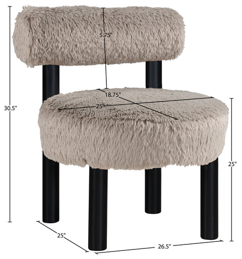 Celeste Beige Vegan Shearling Fabric Upholstered Accent Chair, 1 Piece (Style 2)