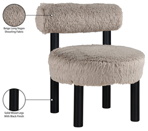 Celeste Beige Vegan Shearling Fabric Upholstered Accent Chair, 1 Piece (Style 2)