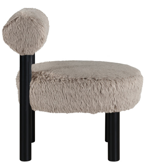 Celeste Beige Vegan Shearling Fabric Upholstered Accent Chair, 1 Piece (Style 2)