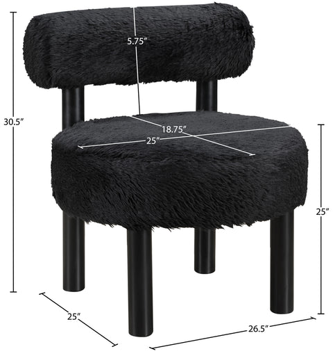 Celeste Black Vegan Shearling Fabric Upholstered Accent Chair, 1 Piece (Style 2)