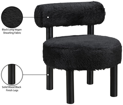 Celeste Black Vegan Shearling Fabric Upholstered Accent Chair, 1 Piece (Style 2)