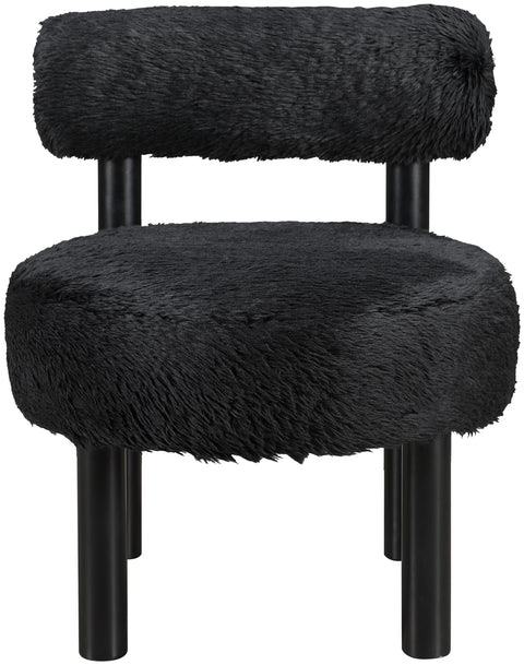 Celeste Black Vegan Shearling Fabric Upholstered Accent Chair, 1 Piece (Style 2)