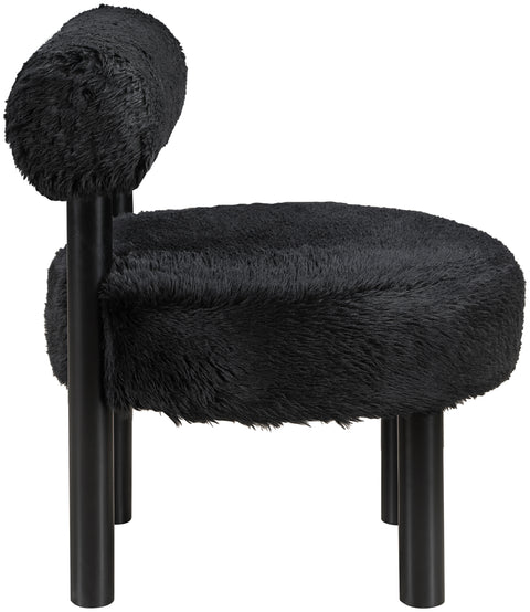 Celeste Black Vegan Shearling Fabric Upholstered Accent Chair, 1 Piece (Style 2)