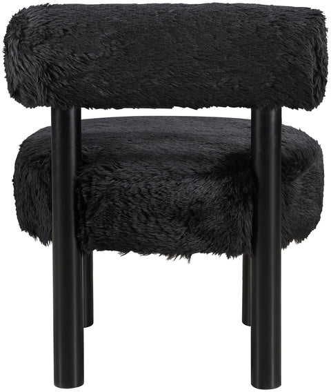 Celeste Black Vegan Shearling Fabric Upholstered Accent Chair, 1 Piece (Style 2)