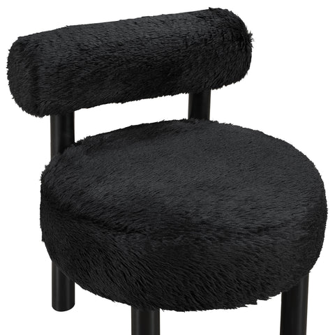 Celeste Black Vegan Shearling Fabric Upholstered Accent Chair, 1 Piece (Style 2)