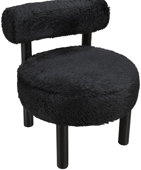 Celeste Black Vegan Shearling Fabric Upholstered Accent Chair, 1 Piece (Style 2)