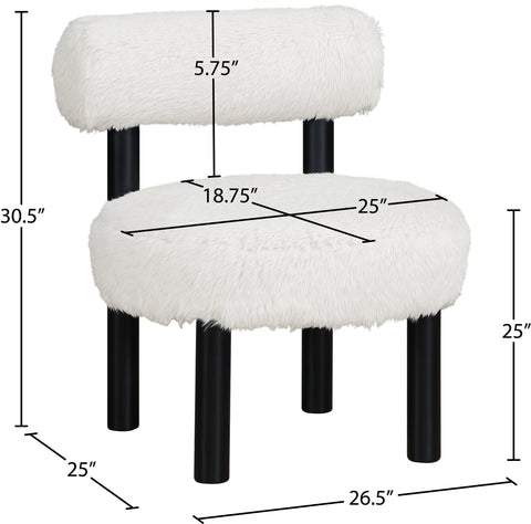 Celeste Cream Vegan Shearling Fabric Upholstered Accent Chair, 1 Piece (Style 2)
